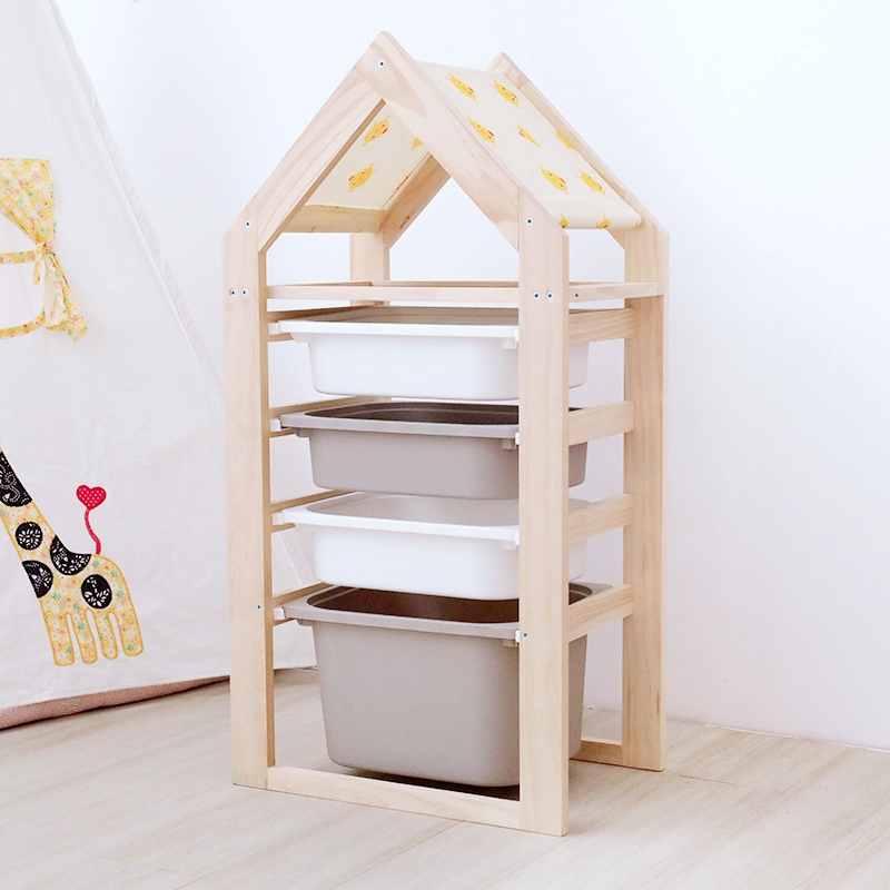 ins Custom children's toy storage shelf Multi-layer storage cabinet Solid wood household shelf Finishing classification shelf