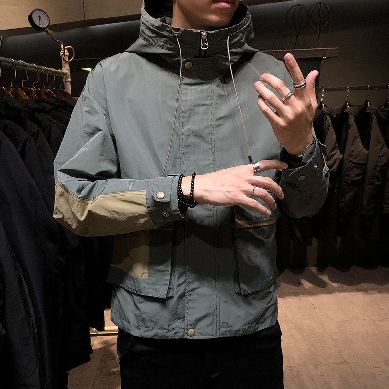 Men's jacket 2021 new autumn and winter casual Korean version Trend male loaded with clothes handsome tooling jacket canvas