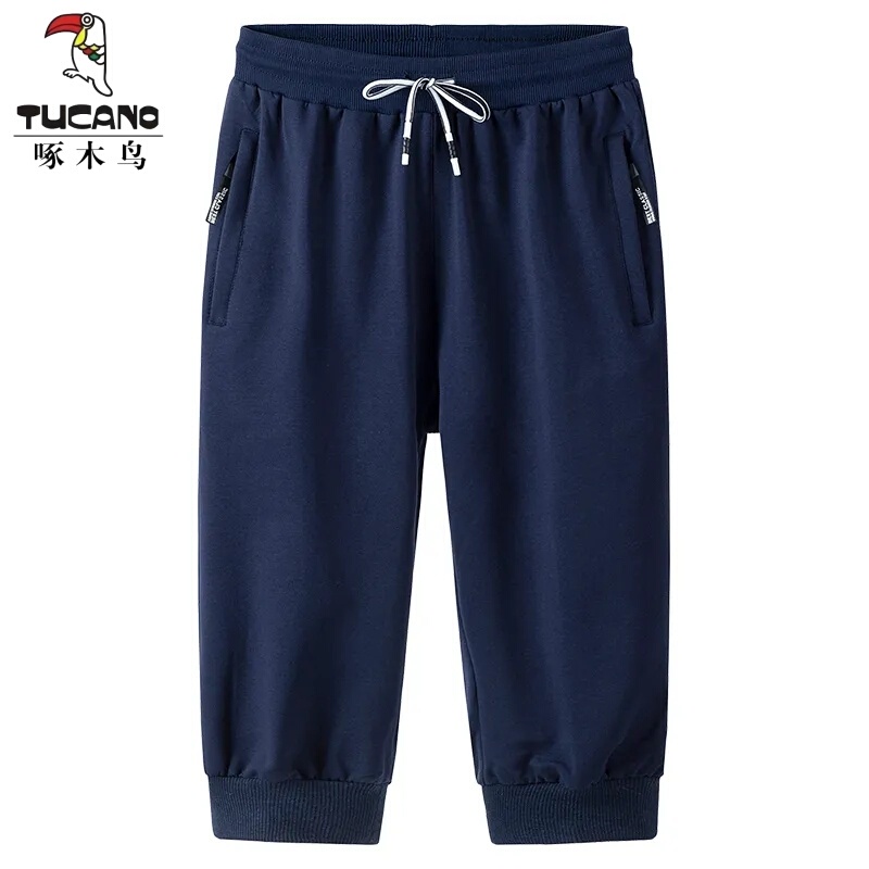 Woodpecker Summer Pure Cotton Cropped Pants for Men, New Thin Breathable Sports Pants, Loose Fit, Large Size Casual Pants for Young People Woodpecker Summer Pure Cotton Cropped Pants for Men, New Thin Breathable Sports Pants, Loose Fit, Large Size Casual Pants for Young People