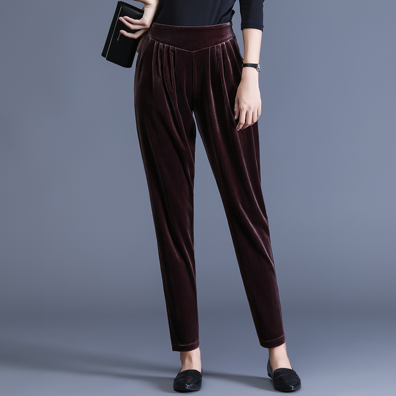 Velvet Harem Pants for Women, Spring and Autumn Thin Velvet Trousers, Slim Fit, Plus Size, Loose Fit, Middle-Aged Mom's Lantern Pants Velvet Harem Pants for Women, Spring and Autumn Thin Velvet Trousers, Slim Fit, Plus Size, Loose Fit, Middle-Aged Mom's Lantern Pants