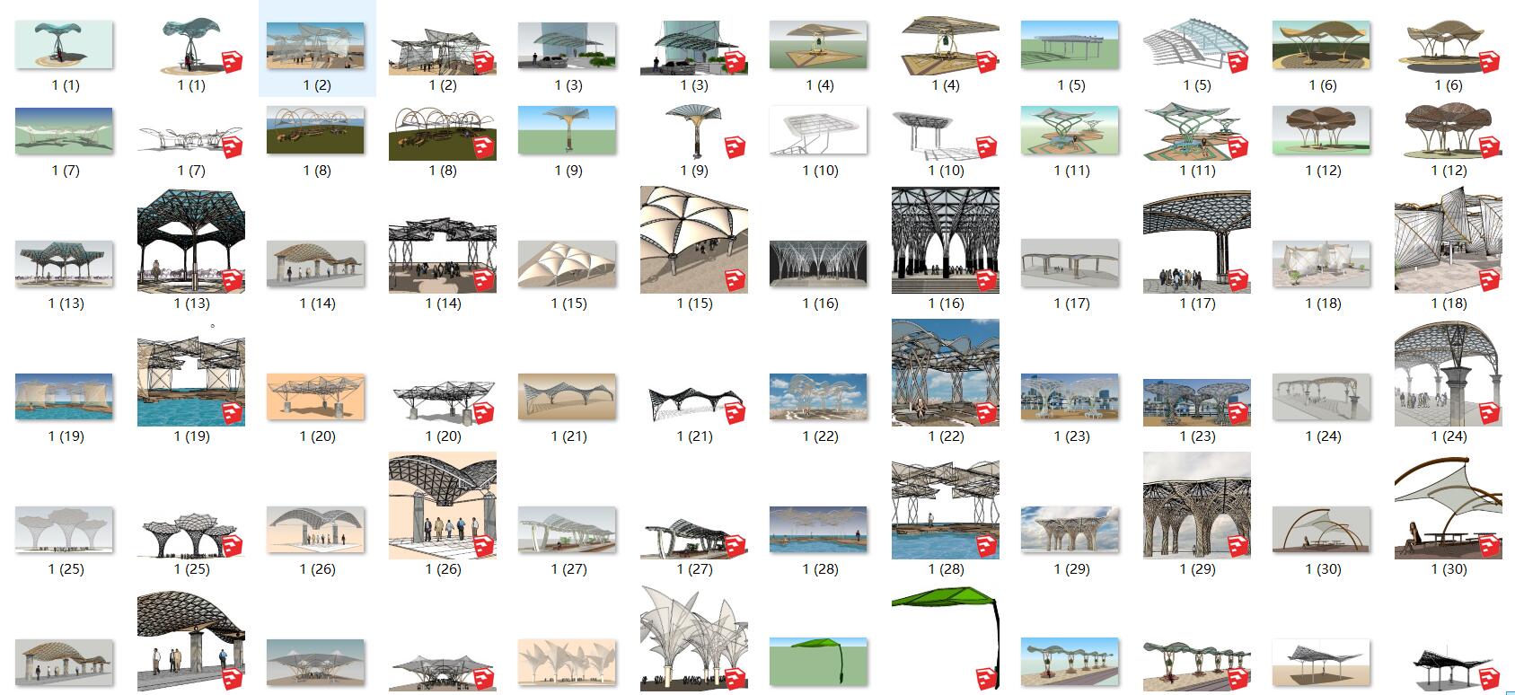 T1910建筑景观经典大师作品su草图大师模型素材中式构筑物...-2