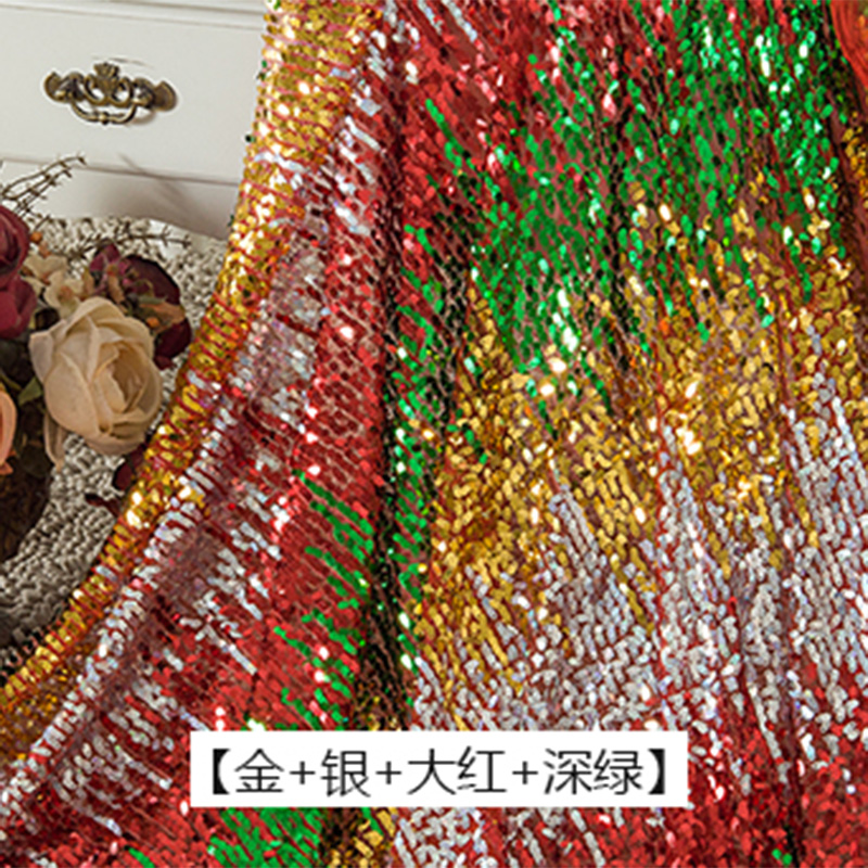 Gold + Silver + Red + Dark GreenMelon seed slice Sequins Sequins tablecloth decorate stage Water drop Sequins cloth Clothing fabric Wedding Netting cloth