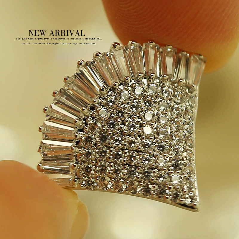 XZ357 bạc pha lê Zircon tổng hợp hình chữ V trâm cài nữ hàn quốc corsage trang sức hàn quốc dây ghim - Trâm cài