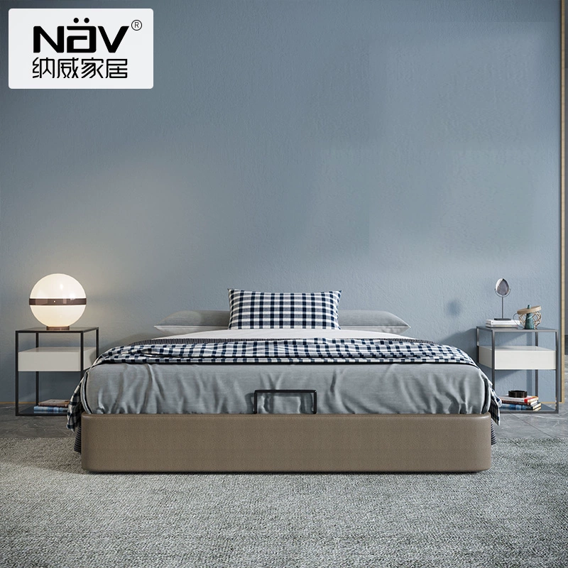 Nawei Nordic tối giản không có giường ngủ giường chiếu tatami căn hộ nhỏ hiện đại tối giản giường da giường hộp Nội thất Nhật Bản - Giường