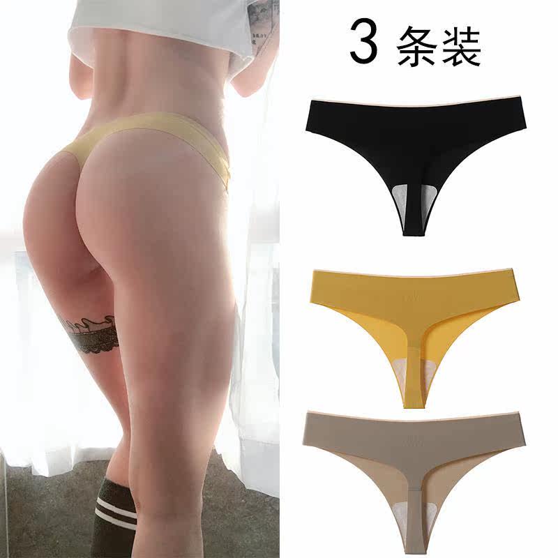 tback seamless underwear women's thong sexy one piece sports fitness large size ice silk yoga nails t pants women