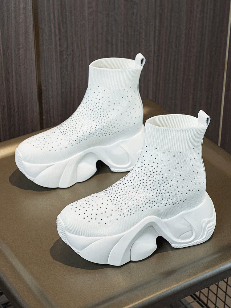 INNER HEIGHTENED MARTIN BOOTS WOMENS SUMMER 2023 NEW SKINNY KNITTED BOOTS PLATFORM HIGH HEEL STRETCH SOCK BOOTS