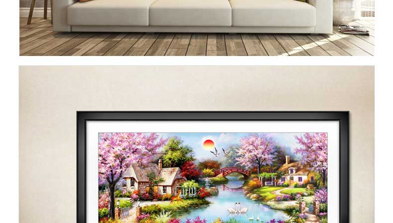 2018 dòng thêu khâu thêu phòng khách đơn giản mới đầy đủ của cây anh đào cảnh cảnh phòng ngủ hiện đại nhỏ gọn 2019 - Công cụ & phụ kiện Cross-stitch tranh thêu chữ thập phật a di đà