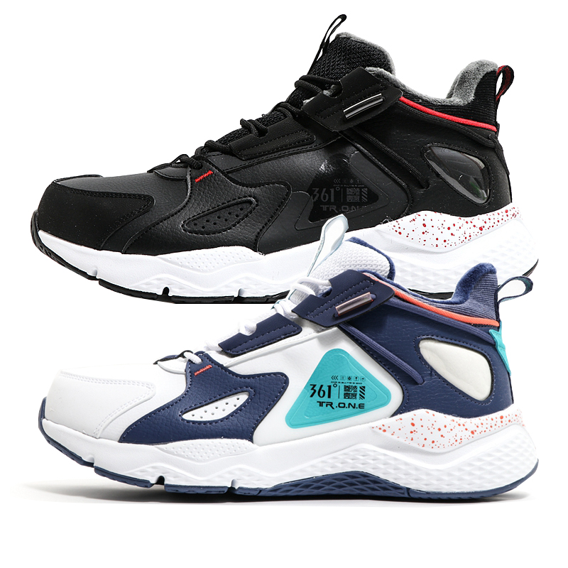 361 Sneakers Men's Shoes 2021 Winter New 361 Degrees High Cylinder Official Casual Flagship Store Plus Suede Cotton Shoes