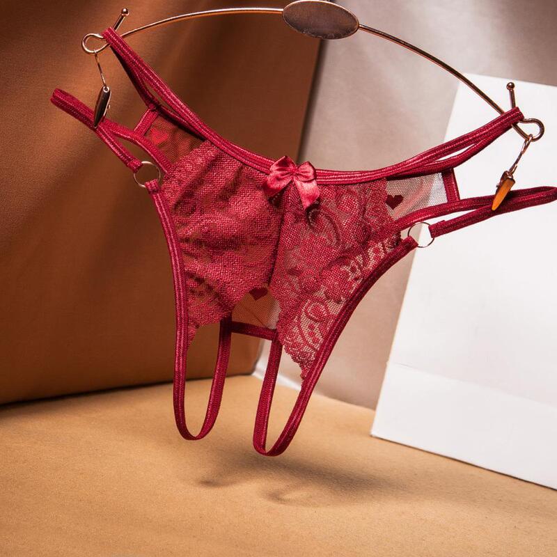 Couple's Shorts, Passionate Crotchless Pants, Thong with Opening, Sexy Mesh, Super Hot Thong Underwear for Women, Lace, No Need to Take Off