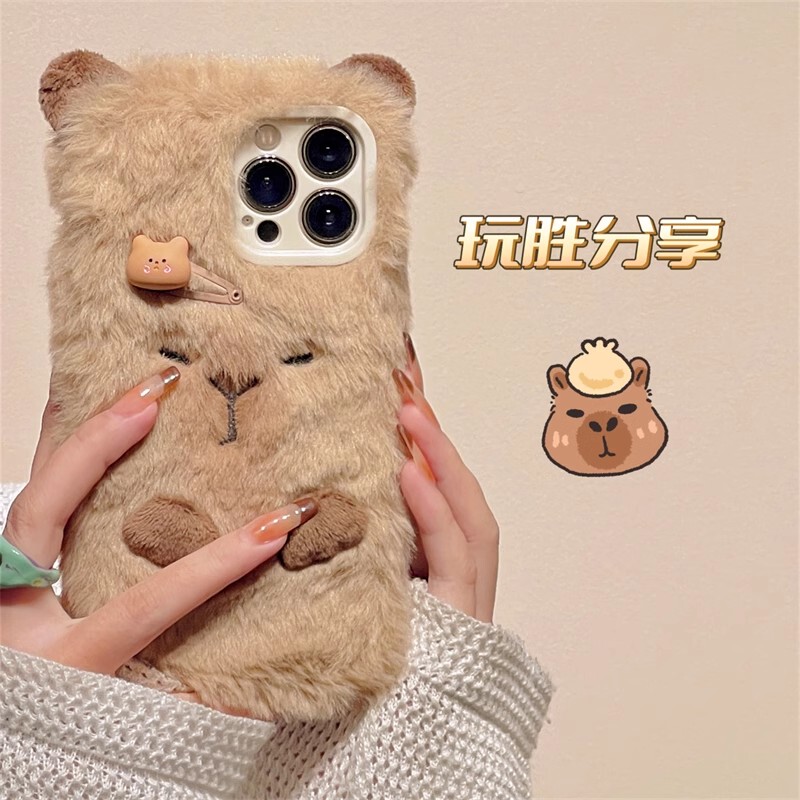 Plush Capybara Phone Case Suitable for iPhone 17/16 Pro Max, Apple 14, Silicone Case for 12, Women's Model for 13, New Model for 11, X Lens, Xr Full Coverage, 15 Pro Shockproof, 6S Niche, 8 Plus Plush Capybara Phone Case Suitable for iPhone 17/16 Pro Max, Apple 14, Silicone Case for 12, Women's Model for 13, New Model for 11, X Lens, Xr Full Coverage, 15 Pro Shockproof, 6S Niche, 8 Plus