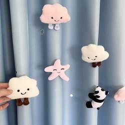 Aowei Curtain Cartoon New arrival Decorations with Pins Pink White Clouds Panda Cute Doll Decoration