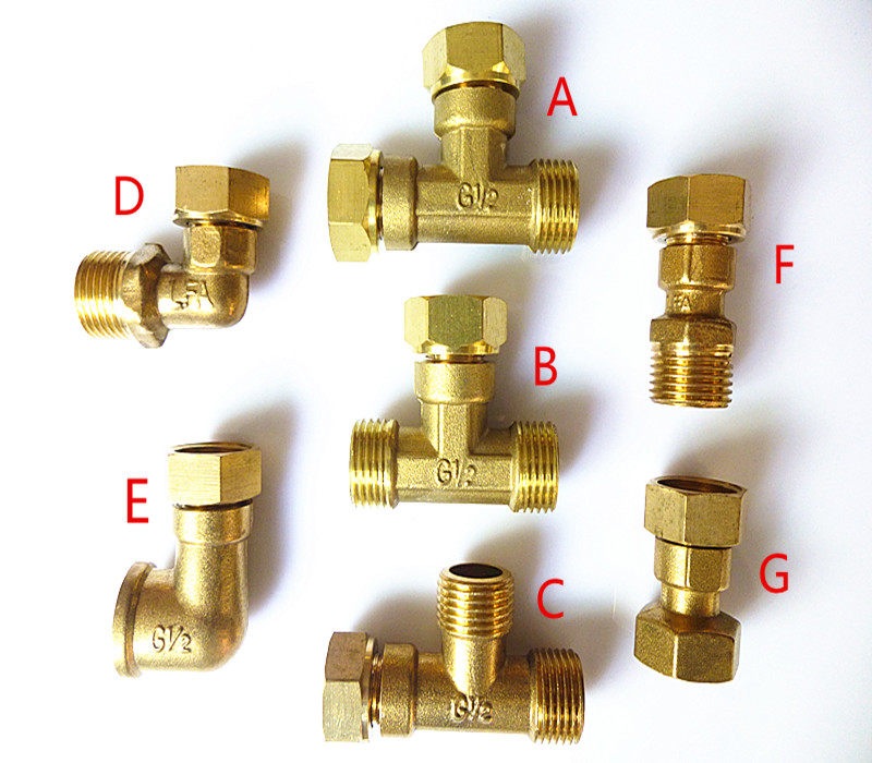 4 - minute live inner wire three - way cord straight wire thread pipe fittings brass thickness 1 2 20mm