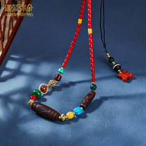 (Galanmi Duo) original Tibetan two-eyed fire for the Sky beads choker glass snow Bazhu necklace turquoise