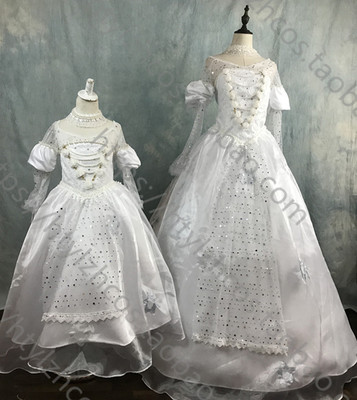 taobao agent Disney princess skirt Alice sleepwalking Wonderland Queen Parent -child parent -child Cosplay showed children's clothing children's clothing