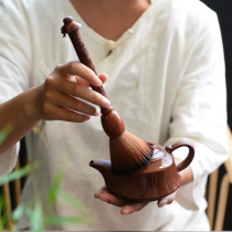 Tea set accessories Tea brush pot pen Kung Fu tea set brush Silicone plastic tea brush Ebony rosewood tea tray Tea ceremony