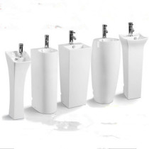 Small bathroom small waist square trapezoidal round conjoined column basin small empty wash basin integrated ceramic washbasin