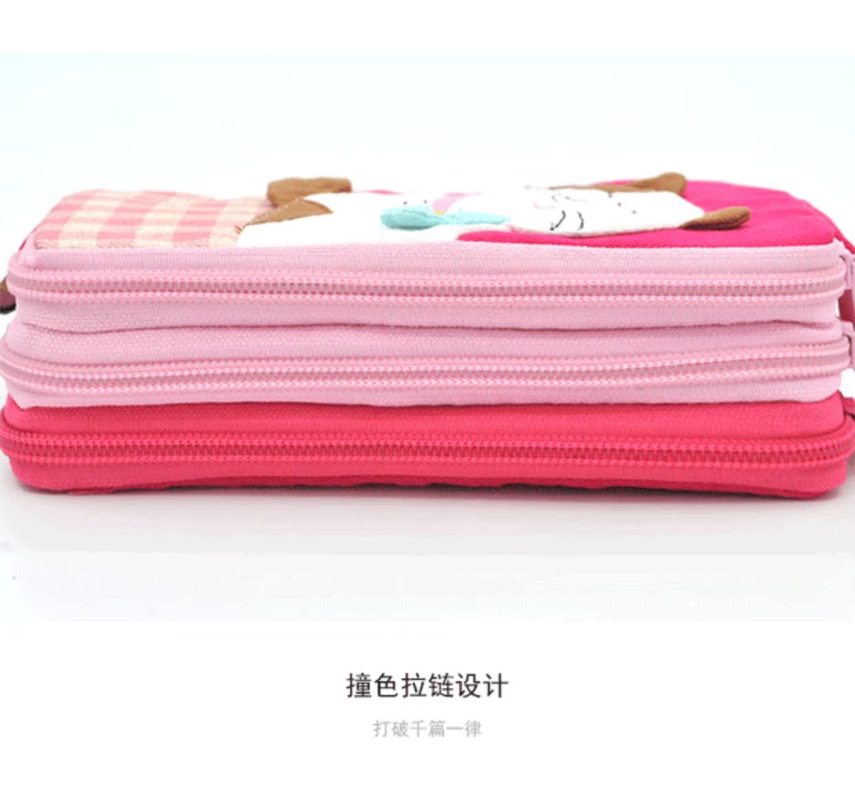 Dâu mèo Hàn Quốc dễ thương vải canvas nữ handmade túi ly hợp ba lớp màn hình lớn điện thoại di động túi cotton túi ly hợp - Túi điện thoại tui xach nu