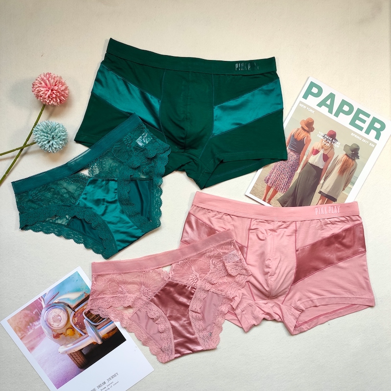 Men's Pure Cotton Modale Lady Sexy Lace Cotton Material Student Double Lovers Inner Pants Underpants Underwear Pure Color Suit