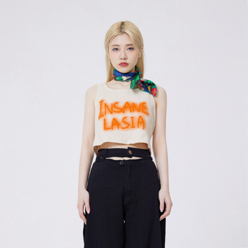 INSNLASIA 21SS original rendering polka dot printed umbilical vest tide brand women's suspender short top