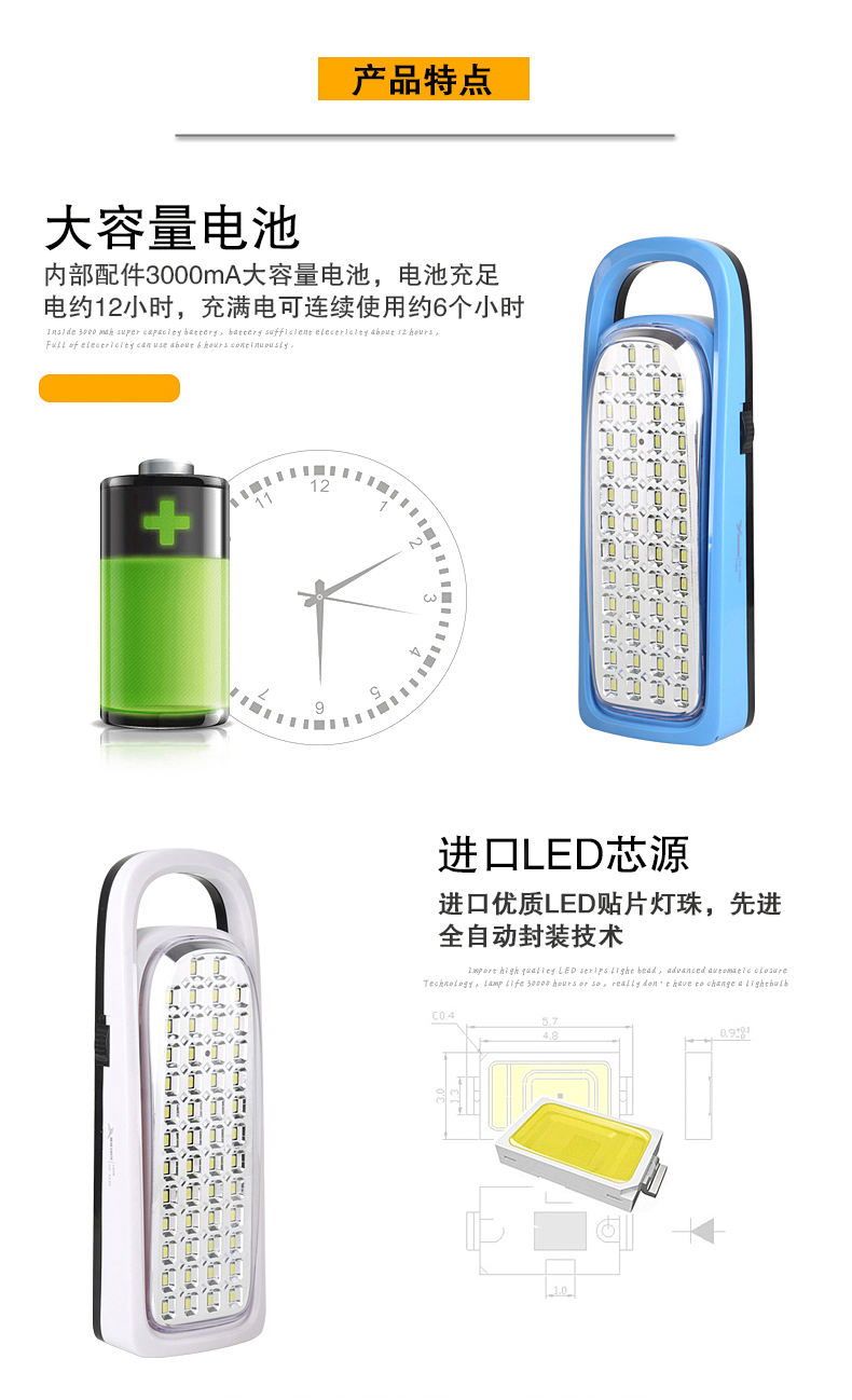 Yage LED ánh sáng khẩn cấp sạc cắm trại cắm trại đêm chợ gian hàng đèn nhà cắm trại ngoài trời đèn lều đèn pin chống nước