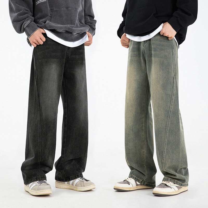 Jy Style Split Design Jeans Spring and Summer Style American Trendy Brand Loose Slimming Jeans Jy Style Split Design Jeans Spring and Summer Style American Trendy Brand Loose Slimming Jeans