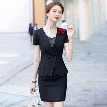Business dress set women summer 2021 new short sleeve dress suit hotel front desk jewelry store overalls dress