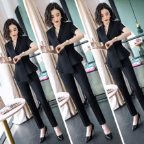 Business suit women summer 2021 new short sleeve suit fashion temperament goddess fan dress dress dress
