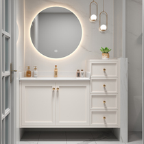 American Light Lavish Rockboard Solid Wood Bath Cabinet Combination Modern Minima Bathroom Glass Door Washbasin Wash Table Basin