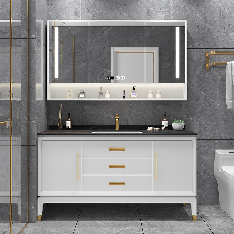 Modern rock slab bathroom cabinet combination simple light luxury solid wood toilet smart washstand washbasin basin bathroom