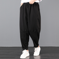  Casual harem pants womens 2020 autumn new Korean loose drawstring elastic waist multi-pocket thin all-match sweatpants