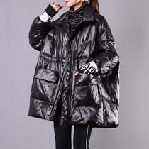  Shuya winter new Korean loose plus size literary and artistic letters glossy white duck down warm down jacket womens clothing