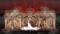 New high-end luxury European red gold Baroque wedding hand-painted theme background renderings stage psd files