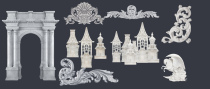 European-style material bubble carving hand-painted props renderings luxury Tianma Castle Roman pillar pattern psd file