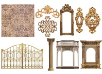 Wedding European-style architectural graphic material Arch castle church wedding hand-painted ultra-HD material can be made psd