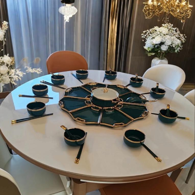 【Jinkeng】Platter Dinnerware Set Ceramic Bowls and Plates for Home Use, Internet-Famous Emerald Green Housewarming Creative Porcelain