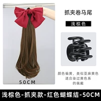 Черная заколка-крабик с бантиком, 50см