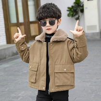 Childrens clothing jacket 2022 Spring autumn new cotton clothes Han version Ocean minke fur collar gush boy warm Pig cotton clothing