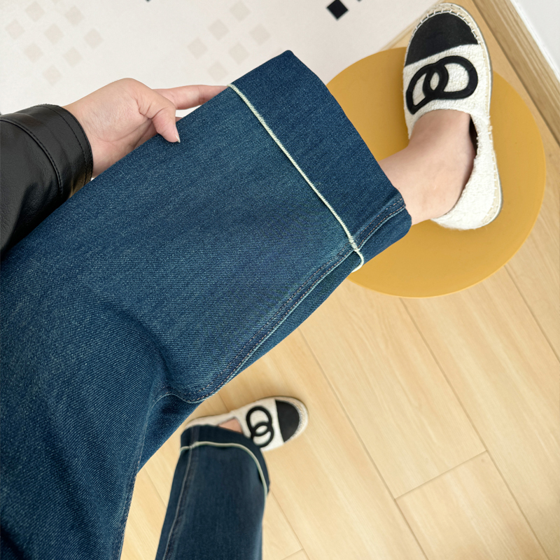 Cuffed Color-Blocked Straight-Leg Pants! Four-Way Stretch Early Autumn Straight-Leg Jeans for Petite Women, Cropped High-Waisted Wide-Leg Pants Cuffed Color-Blocked Straight-Leg Pants! Four-Way Stretch Early Autumn Straight-Leg Jeans for Petite Women, Cropped High-Waisted Wide-Leg Pants