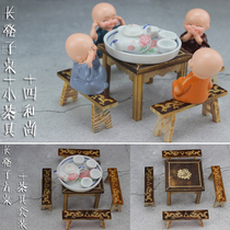 Mini pocket miniature wooden table and chair set childrens house toys mini teacup tea tray teapot boys and girls