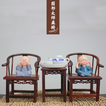 Mini pocket miniature wooden furniture ornaments chicken wing wood furniture with four monks home furnishings play pieces to send