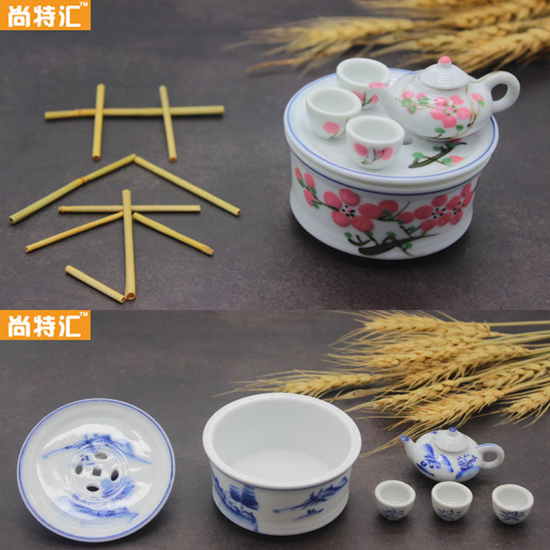 Mini pocket kung fu tea set children boys and girls pretending to be home wine tea cups tea pots tea trays ornaments play pieces ceramics