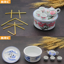 Mini pocket kung fu tea set children boys and girls playing home Tea Cup Teapot tea tray ornaments playing piece ceramics