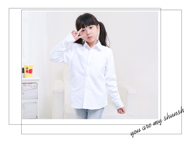 Nữ sinh áo sơ mi trắng tay dài cotton học sinh tiểu học và trung học cơ sở áo sơ mi trắng đồng phục nữ sinh áo sơ mi trắng tinh khiết quần áo bé gái
