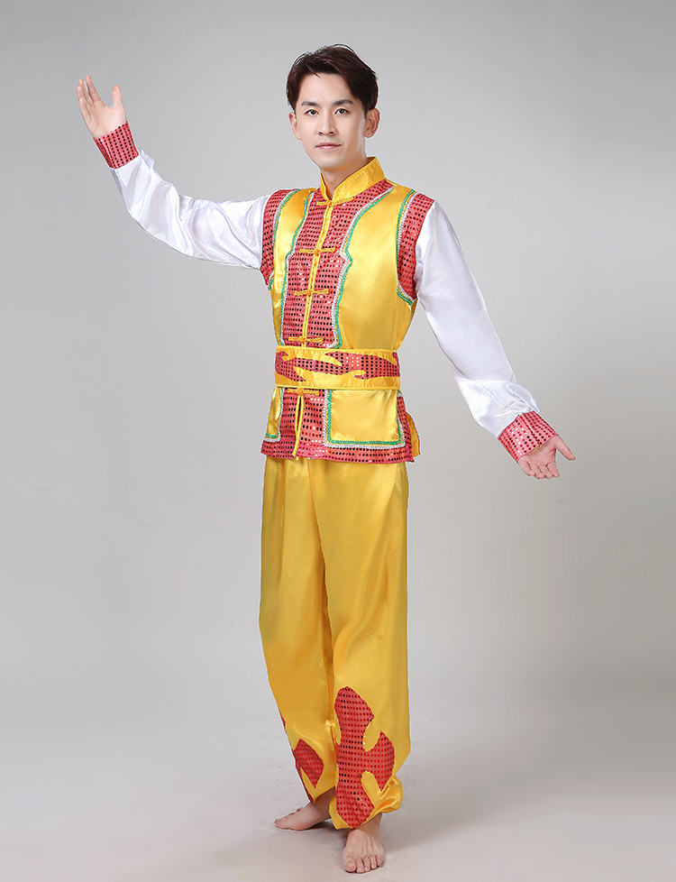 Trang phục dân tộc nam mới Yangko quần áo rồng múa sư tử quần áo trống trống trống thi đấu thuyền rồng quần áo võ thuật đồ bộ nam