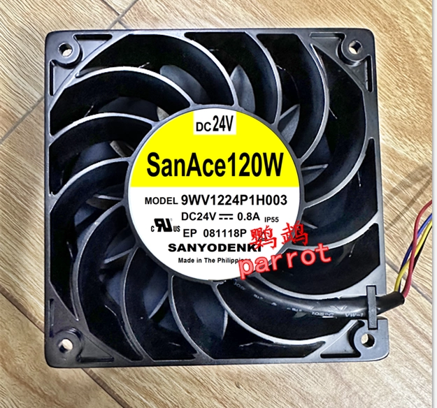 9WV1224P1H003/001/Sanyo 24V 0.8A mới 12CM4 dây quạt tản nhiệt Nhật Bản khung nhôm