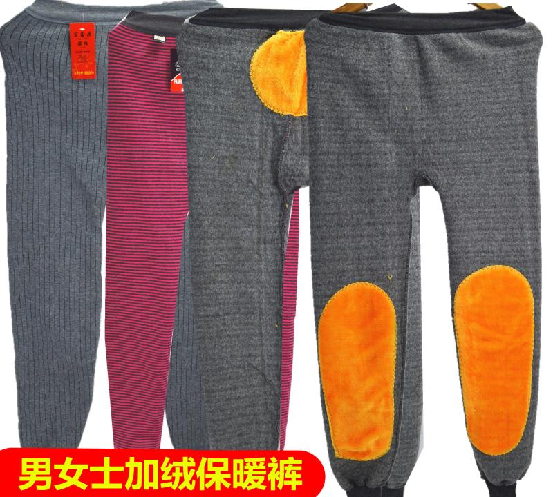 Quần ấm cho người trung niên và người cao tuổi, nam và nữ, dày và nhung, mùa đông cộng với phân bón, quần nam XL, quần dài một mảnh quan am thu dong nam