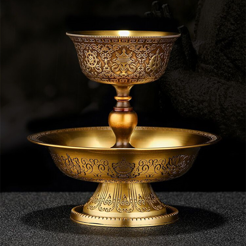 Tibetan hair care cup pure copper Tibetan for Buddha supplies Eight auspicious sculptures Former for the hair protection cup
