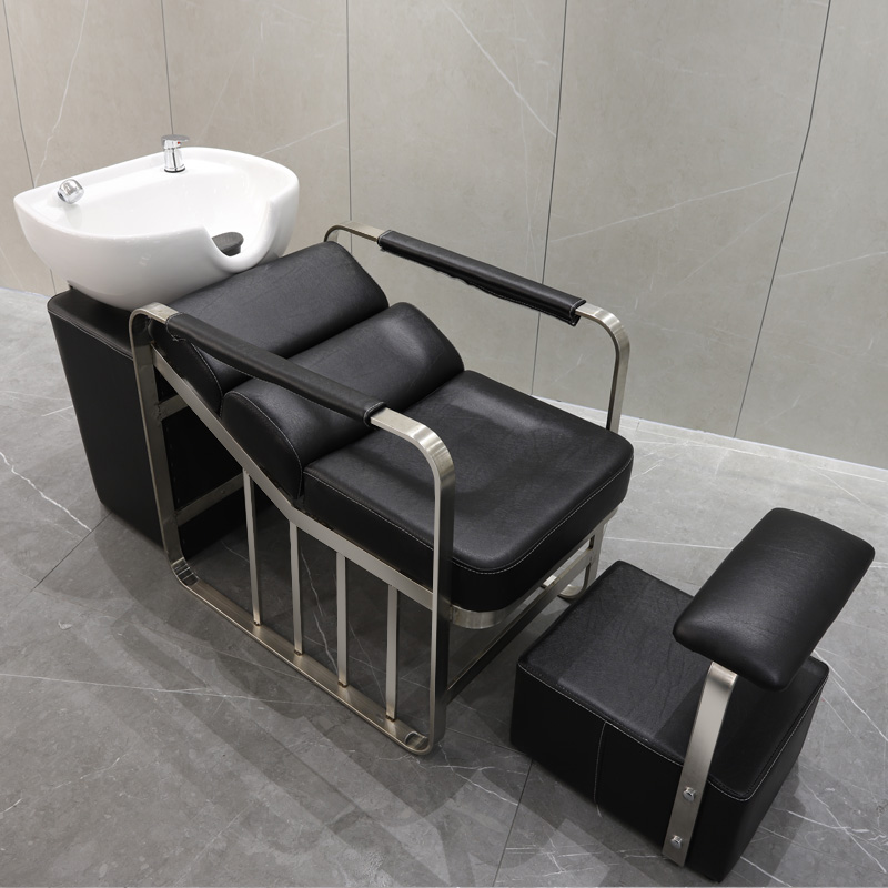 Shampoo bed shop special half-lying net red hair salon ceramic stainless steel half-lying hair flushing bed hair salon