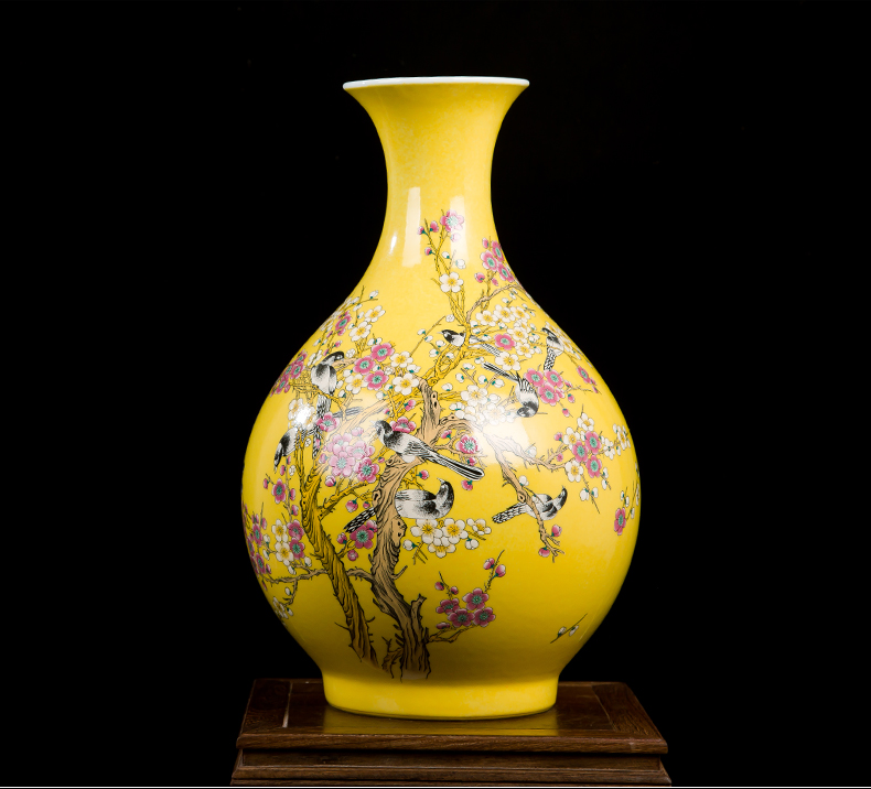 Jingdezhen ceramics powder enamel pay-per-tweet flower vase home sitting room place Chinese office decoration