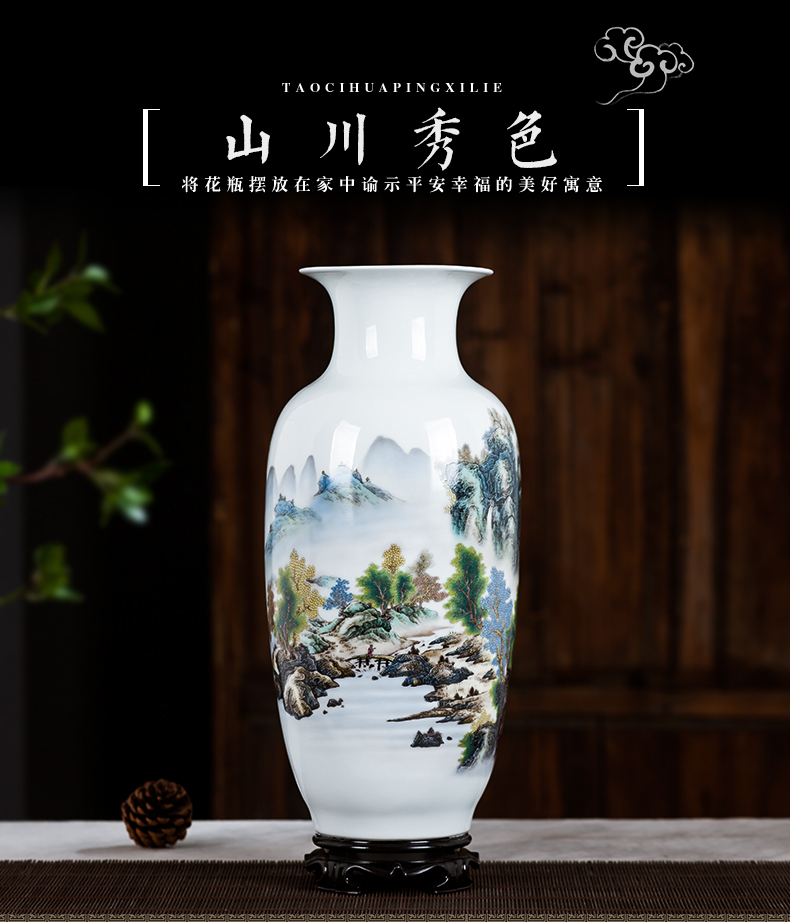 Jingdezhen ceramics vase furnishing articles flower arrangement is contracted and I sitting room home wine ark, adornment porcelain of furnishing articles